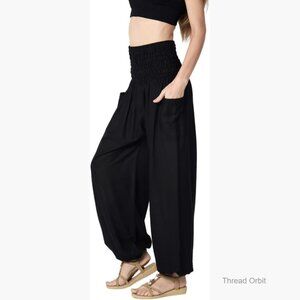 High-Waisted Harem Yoga Pants, Bamboo Rayon, Pockets, XS-XL
